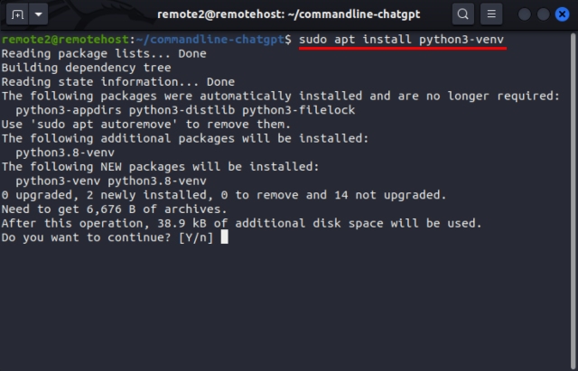 install_venv 如何在 Linux 终端中设置和使用 ChatGPT