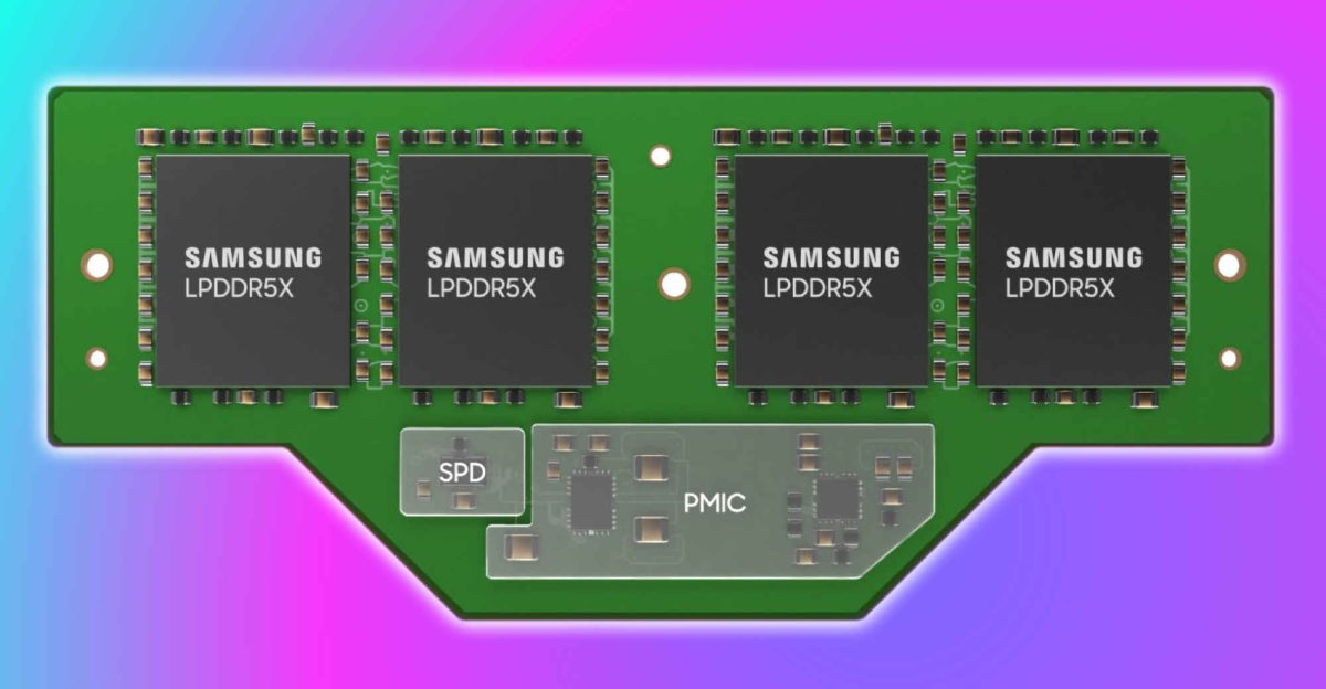 SAMSUNG-LPDDR5X-LPCAMM-1200x624-1 三星宣布推出 LPCAMM LPDDR5X-7500 内存,比 SODIMM 体积小 60%,能效提高 70%