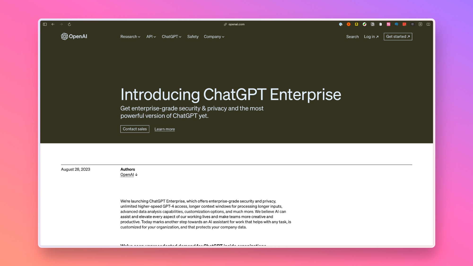 d1eb2b705b9644d7b00a98d6f203761c_2076989541495611392 Open AI 推出 ChatGPT Enterprise